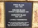 BLAIN Fred 1920-1994 & Dorothy 1930-2011 :: BLAIN Aislinn 1995-1995