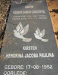 KIRSTEN Frederik Barend Christoffel 1950-2008 & Hendrina Jacoba Paulina 1952-