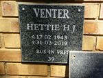 VENTER Hettie H.J. 1943-2019