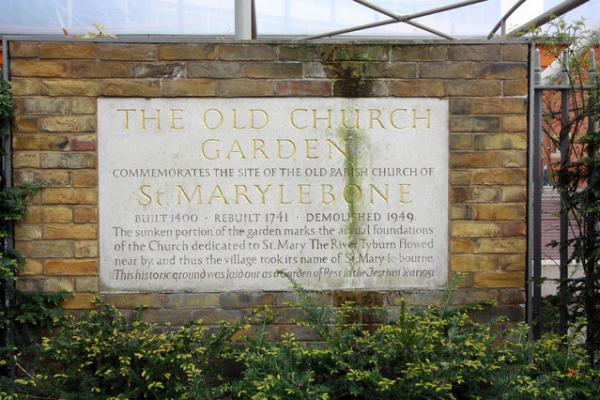 St.Marylebone, Old Church Garden Plaque