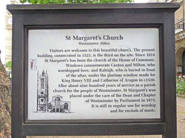 St.Margaret of Antioch, Westminster Plaque